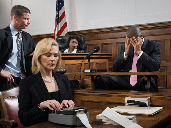 A courtroom scene